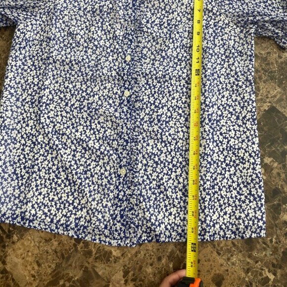 J.CREW BLOUSE SHORT SLEEVE SZ XS BLUE FLORAL COTTAGECORE PREPPY CHIC  RUFFLE - Picture 8 of 16